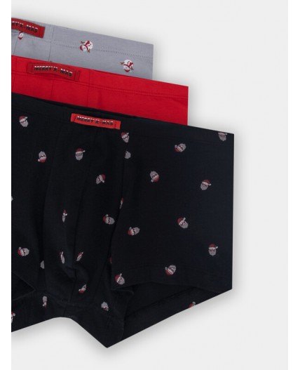 Трусы мелкая набивка на черном +красный +снеговики на сером