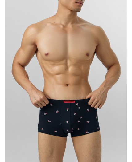 Трусы мелкая набивка на черном +красный +снеговики на сером