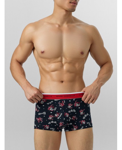 Трусы Деды морозы на черном +красный +ч.клетка на красном