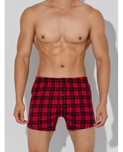 Трусы черная клетка на красном