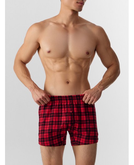Трусы черная клетка на красном
