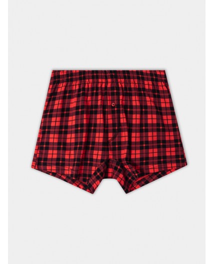 Трусы черная клетка на красном