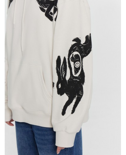 Худи белый песок +печать