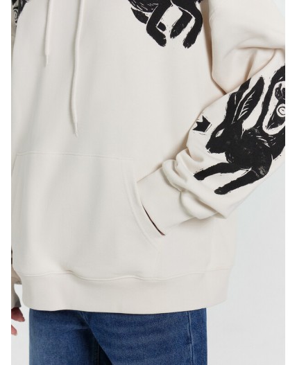 Худи белый песок +печать