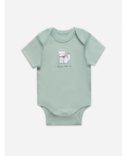 Боди котики с цветами на молочном +мята +цветочки на розовом