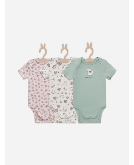 Боди котики с цветами на молочном +мята +цветочки на розовом