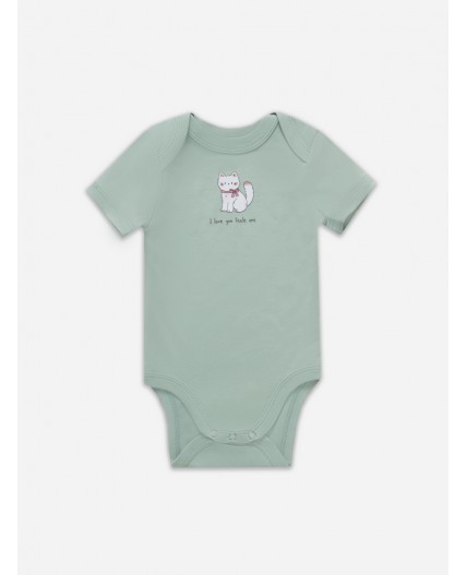 Боди котики с цветами на молочном +мята +цветочки на розовом