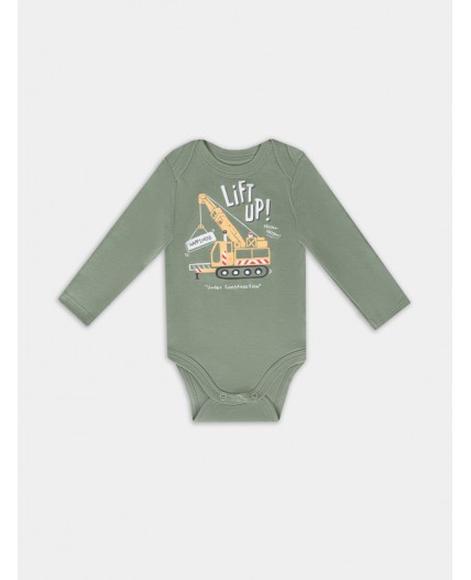 Боди морской +серо-голубой +тракторы на белом песке