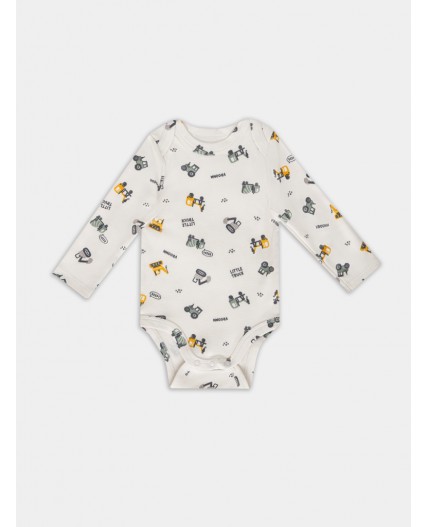 Боди морской +серо-голубой +тракторы на белом песке