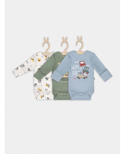 Боди морской +серо-голубой +тракторы на белом песке