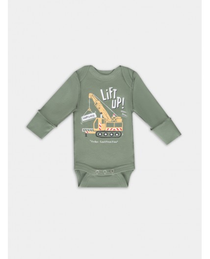 Боди морской +серо-голубой +тракторы на белом песке