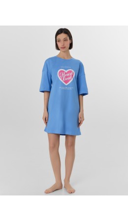 Туника сине -голубой +печать