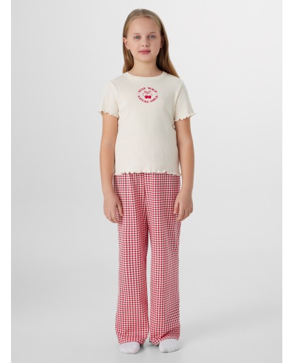 Комплект св.молочный +красная клетка