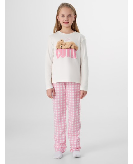 Комплект св.молочный +бело -розовая клетка