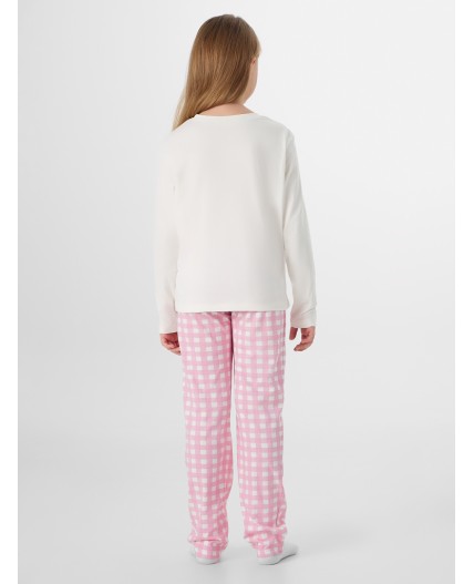 Комплект св.молочный +бело -розовая клетка