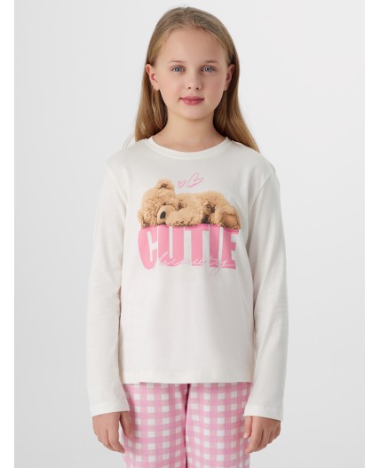 Комплект св.молочный +бело -розовая клетка