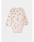 Боди сердечки на молочном +бантики на розовой сказке