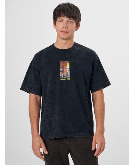 Футболка ACID WASH черный +печать