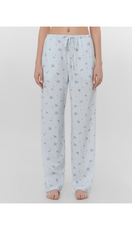 Брюки цветы на голубой полоске