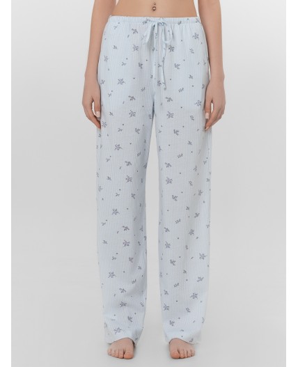 Брюки цветы на голубой полоске