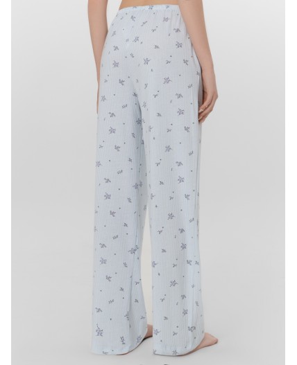 Брюки цветы на голубой полоске