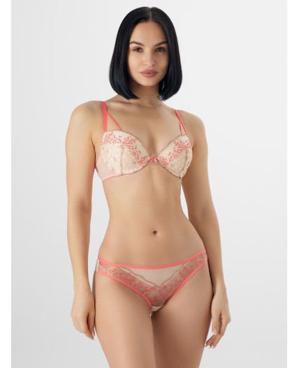 Трусы коралловые цветочки на пудре