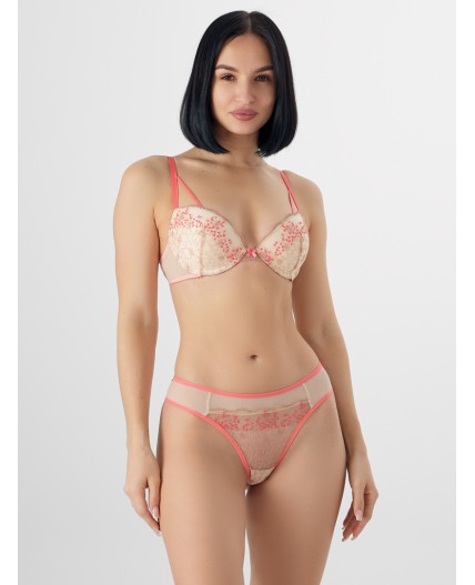 Трусы коралловые цветочки на пудре