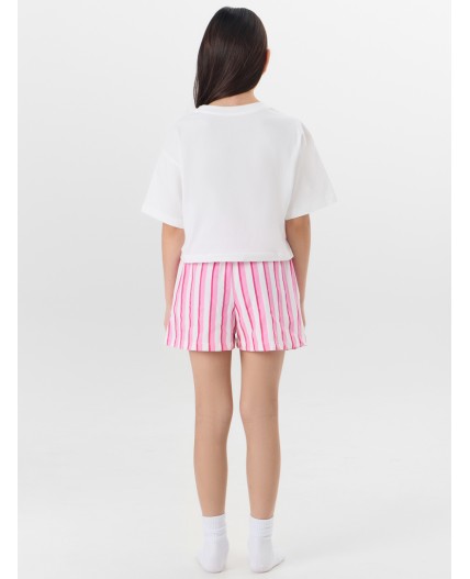 Комплект белый +розовая полоска на белом1