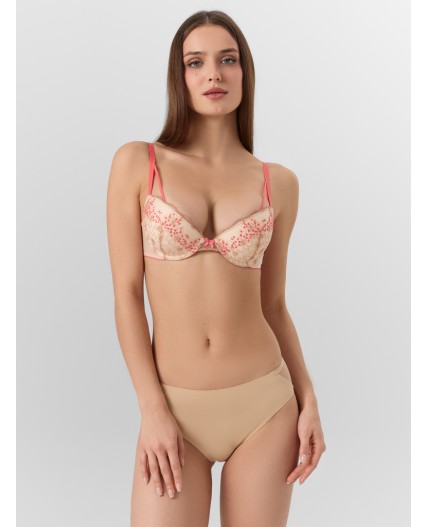 Бюстгальтер коралловые цветочки на пудре