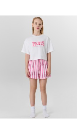 Комплект белый +розовая полоска