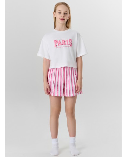 Комплект белый +розовая полоска