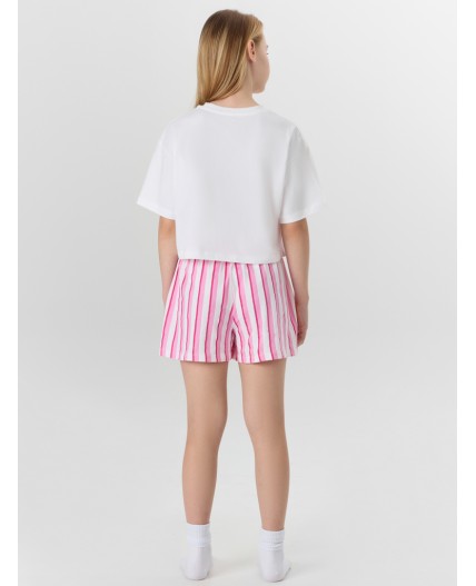 Комплект белый +розовая полоска