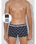 Трусы клетка на глубоком синем +п.голубой