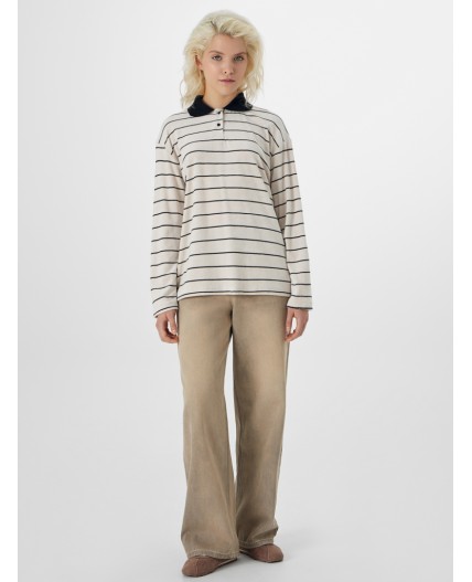 Поло черная полоска на экрю