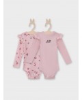 Боди розовый +цветочки на розовом