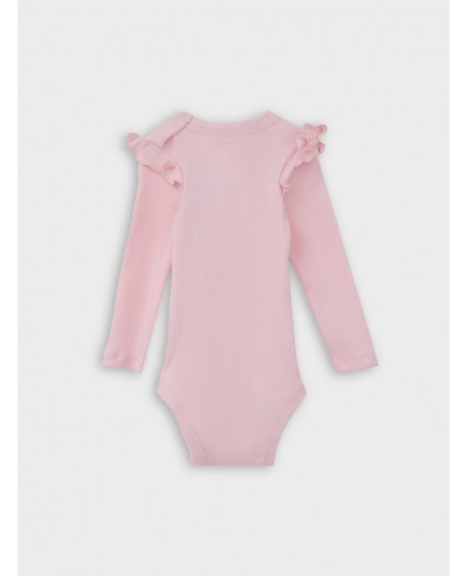 Боди розовый +цветочки на розовом