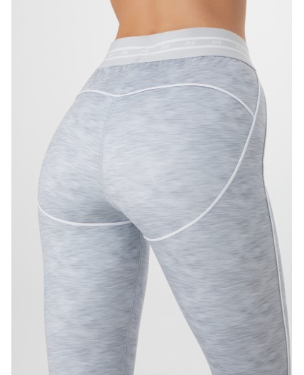 Легинсы серый меланж +печать