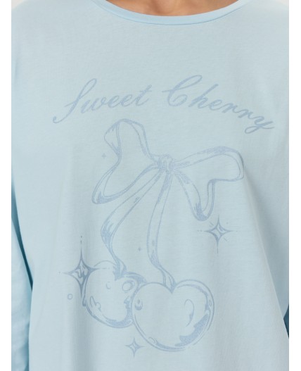 Сорочка голубое небо +печать