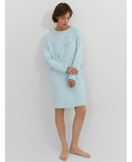 Сорочка голубое небо +печать