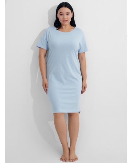 Сорочка горошек на голубом