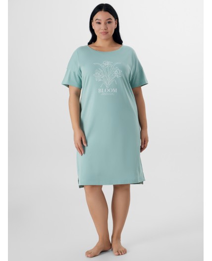 Сорочка шалфей +печать