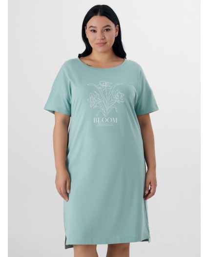 Сорочка шалфей +печать