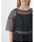 Блузка блестки на черном
