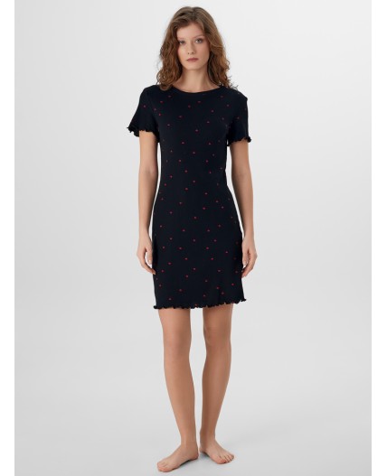 Сорочка сердечки на черном