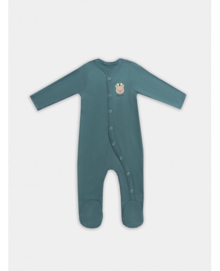 Комбинезон бежевый +изумруд +печать