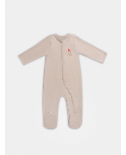 Комбинезон бежевый +изумруд +печать