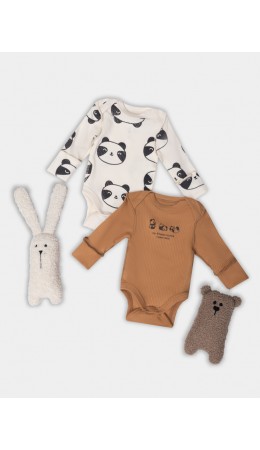 Боди охра +панды на молочном