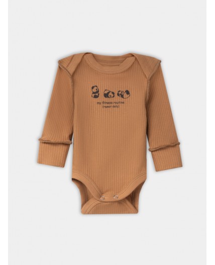 Боди охра +панды на молочном