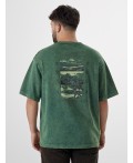 Футболка ACID WASH травяной +печать