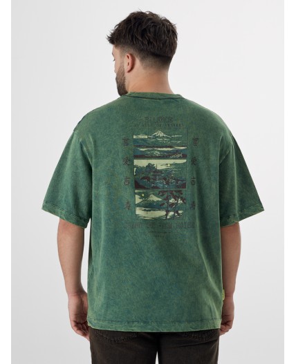 Футболка ACID WASH травяной +печать